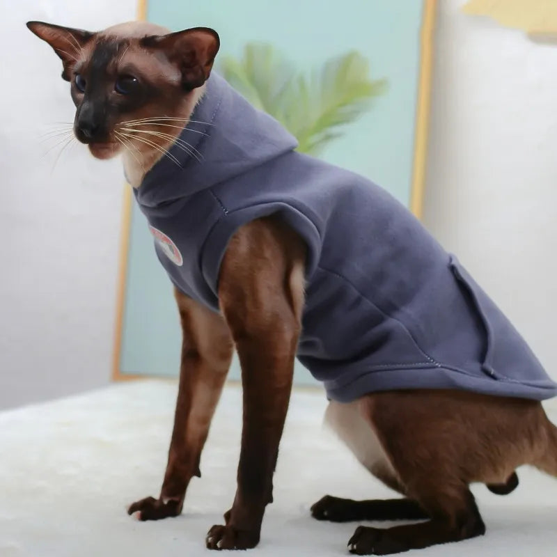 Warm Fleece Sphynx Cat Hoodie