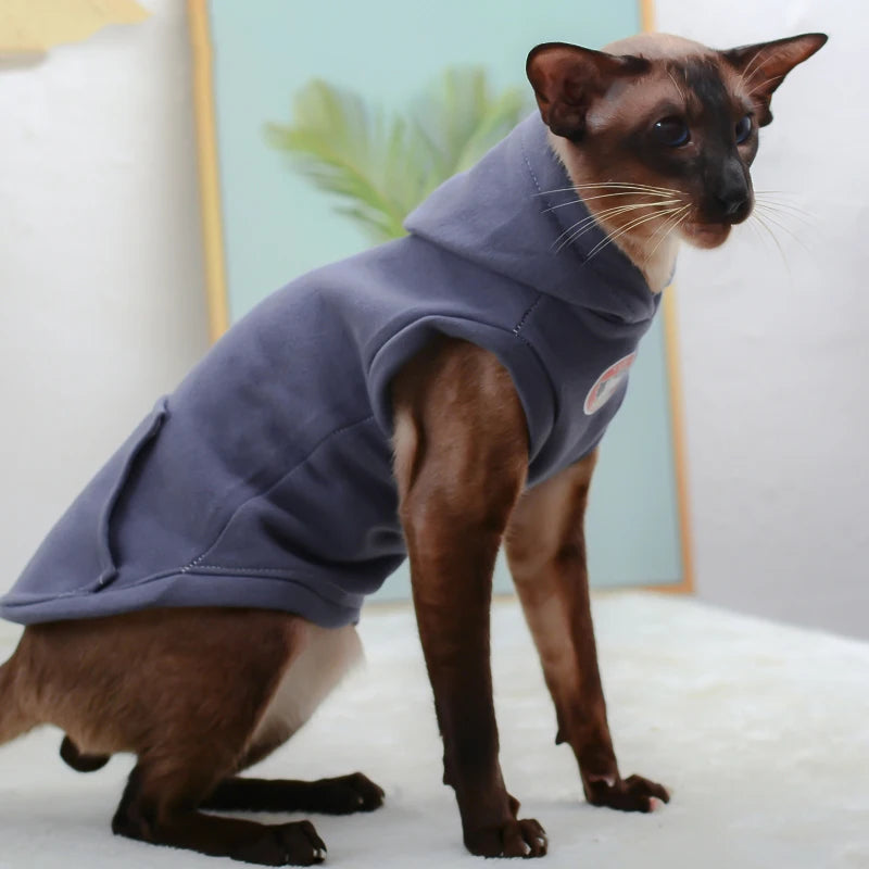 Warm Fleece Sphynx Cat Hoodie