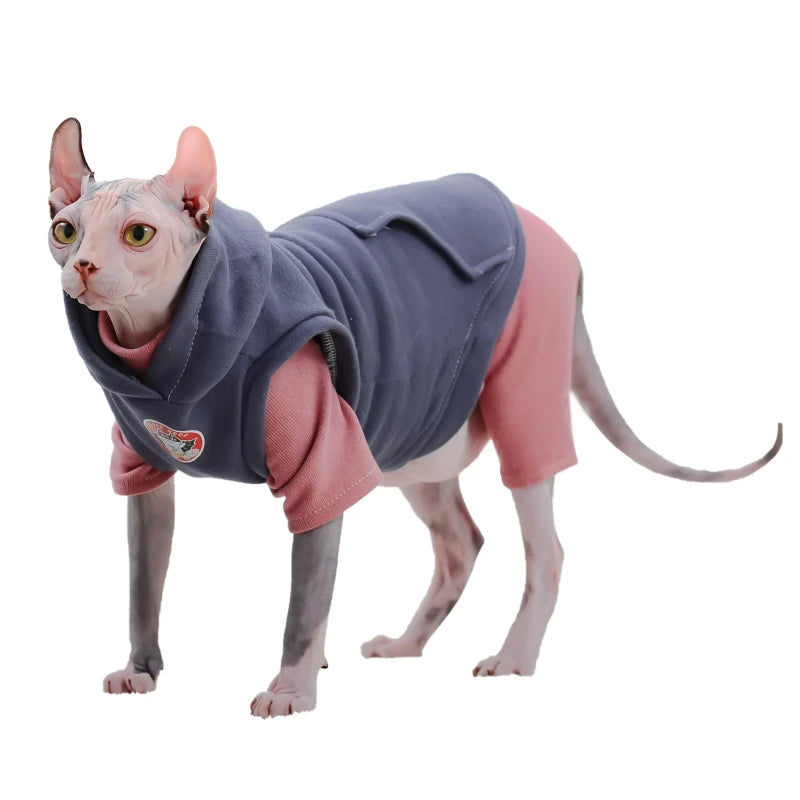 Warm Fleece Sphynx Cat Hoodie