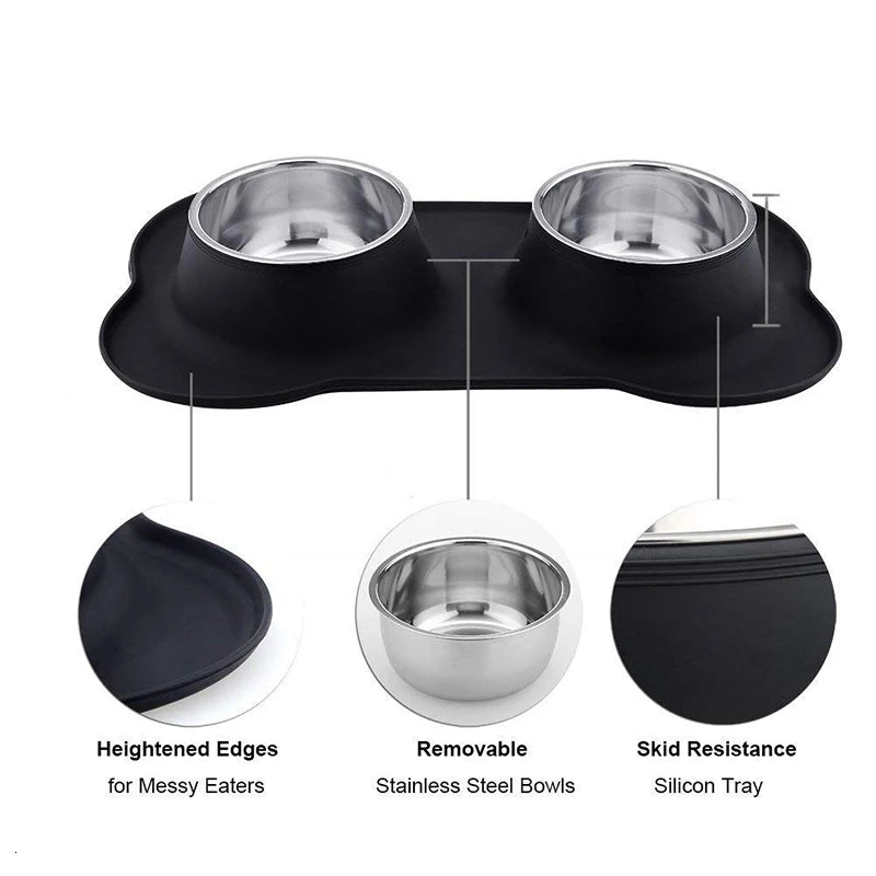 Stainless Double Feeding Bowl
