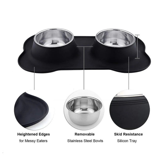 Stainless Double Feeding Bowl