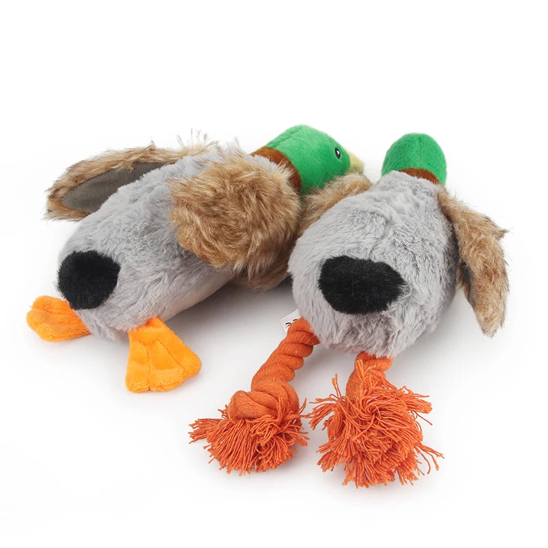 Plush Squeaky Duck Rope Toy