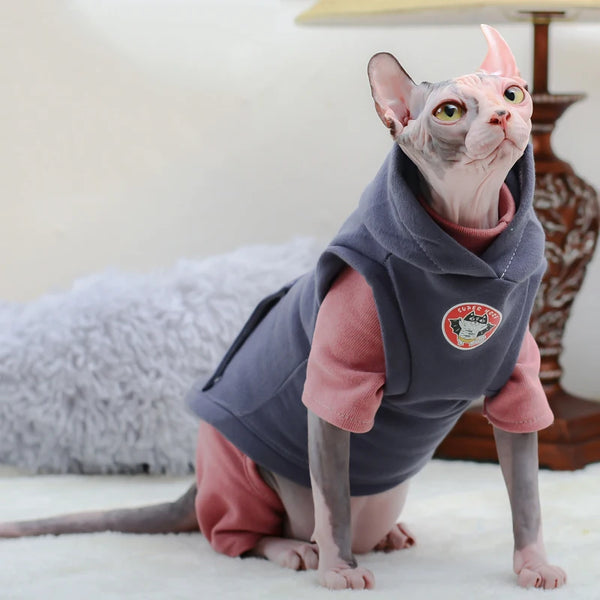 Warm Fleece Sphynx Cat Hoodie