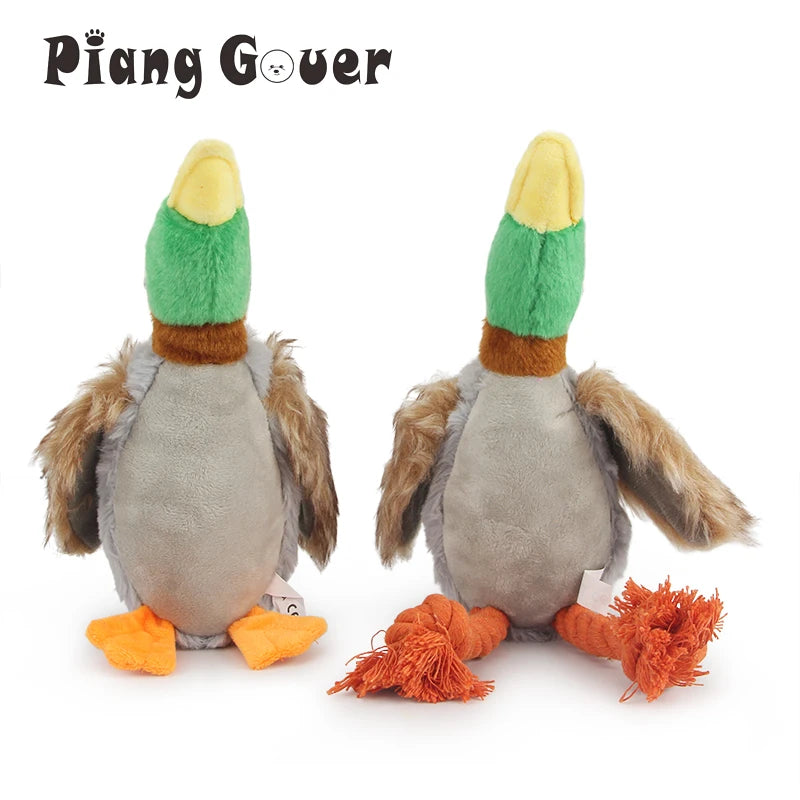 Plush Squeaky Duck Rope Toy