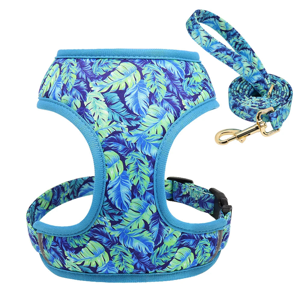 Floral Breathable Dog Harness Set