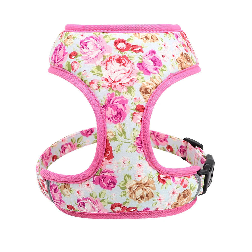 Floral Breathable Dog Harness Set