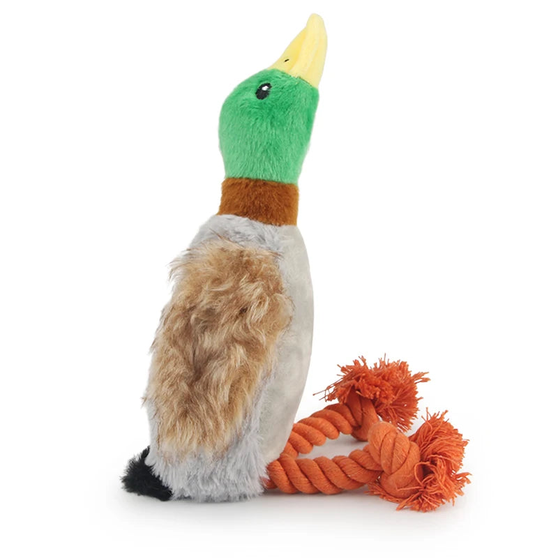 Plush Squeaky Duck Rope Toy