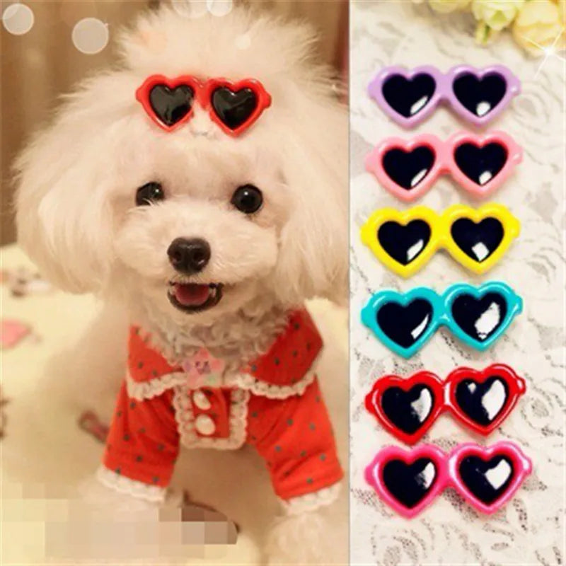Heart Sunglasses Pet Hair Accessories