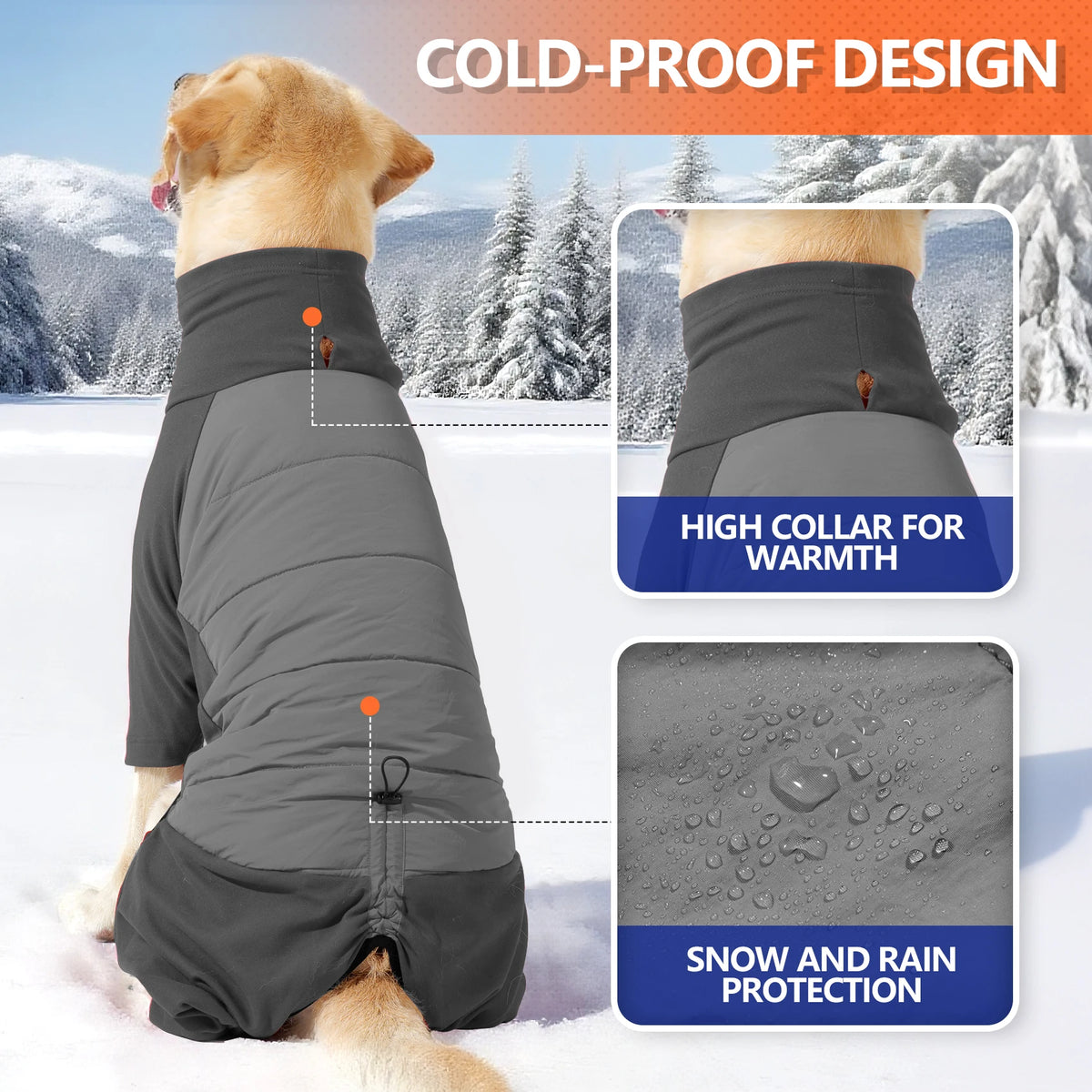 Windproof Fullbody Dog Snowsuit