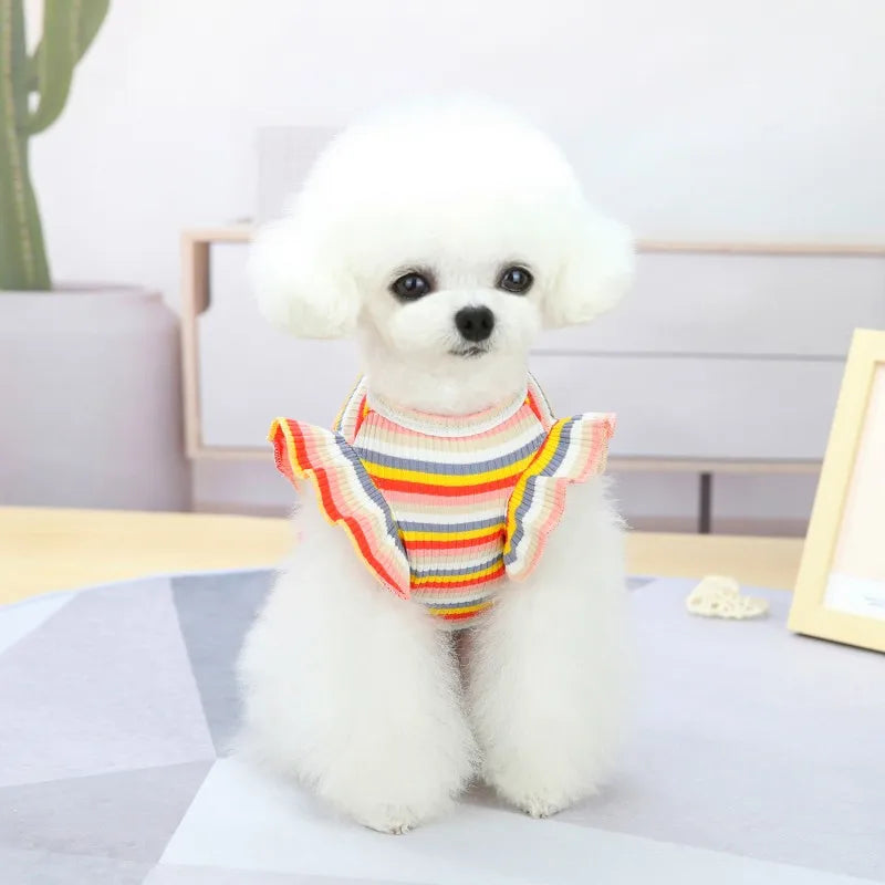 Ruffle Striped Pet Skirt Vest