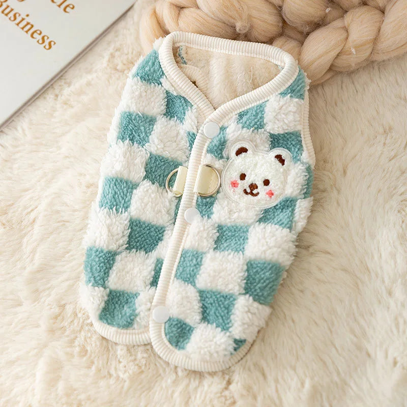 Bear Print Plush Pet Sweater