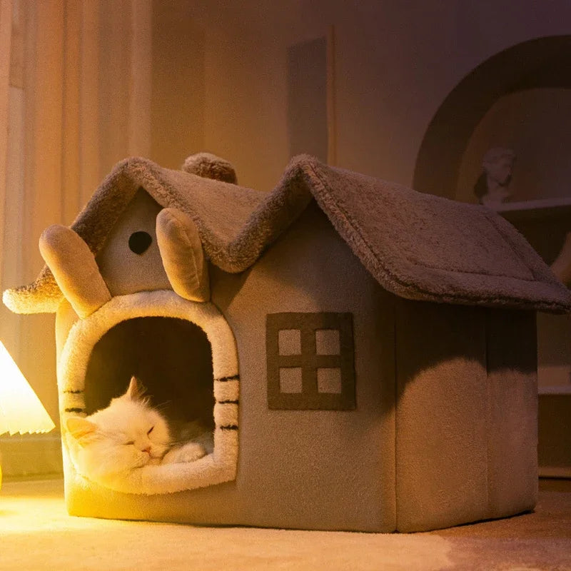 Foldable Warm Cat Cave Bed