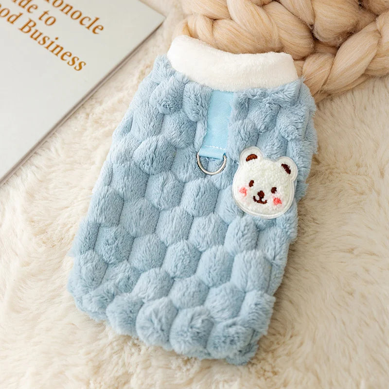 Bear Print Plush Pet Sweater