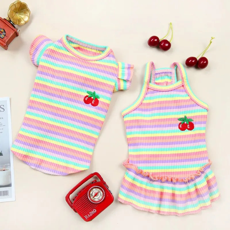 Ruffle Striped Pet Skirt Vest