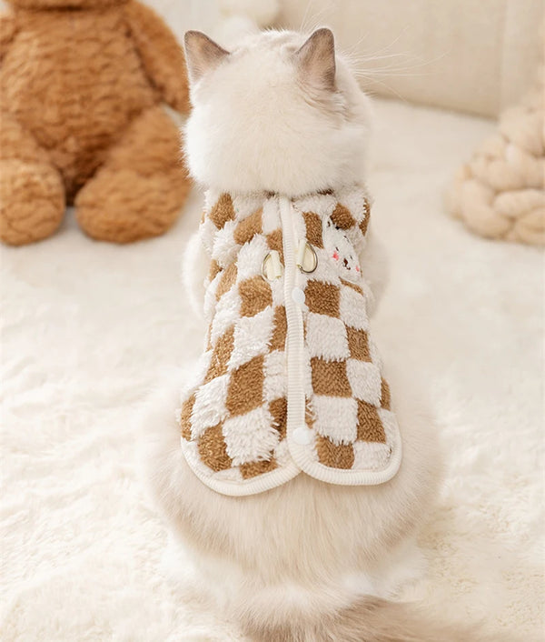 Bear Print Plush Pet Sweater