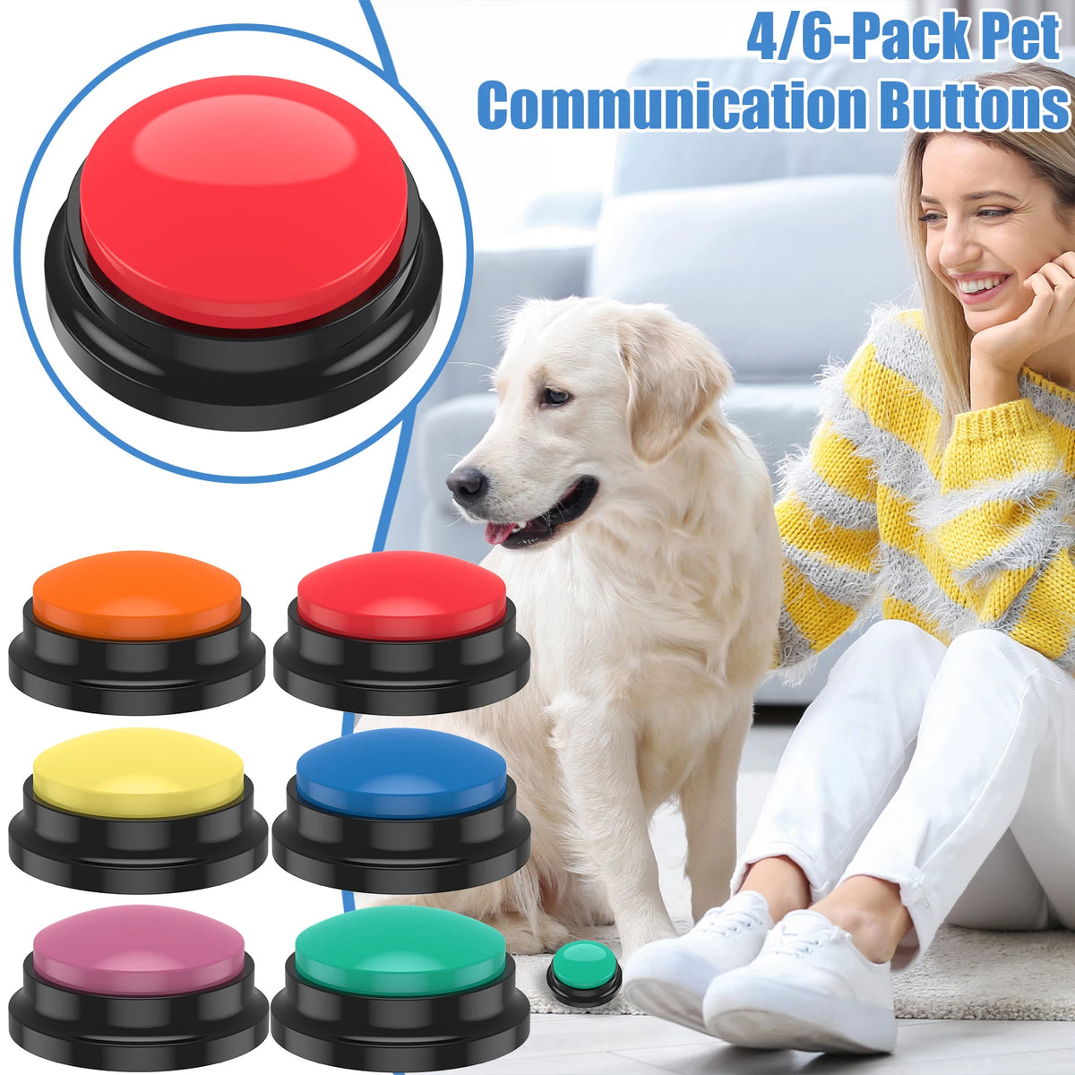 Recordable Light-Up Pet Training Buttons