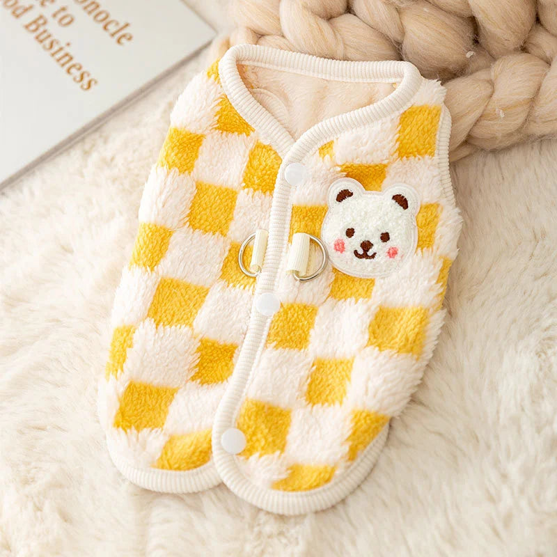 Bear Print Plush Pet Sweater