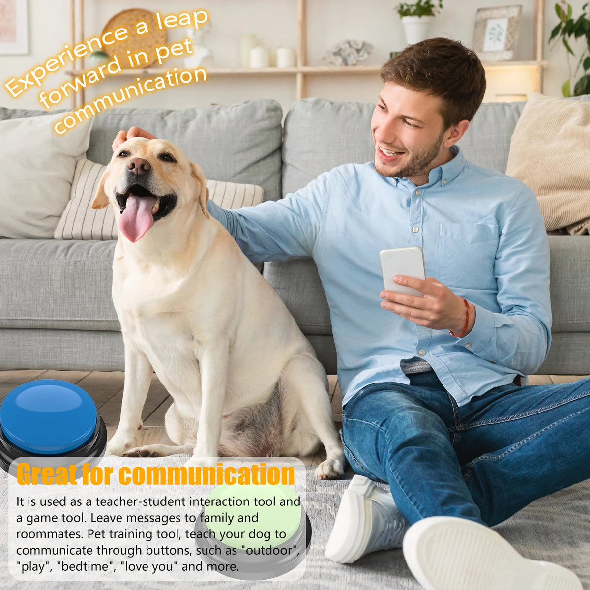 Recordable Light-Up Pet Training Buttons