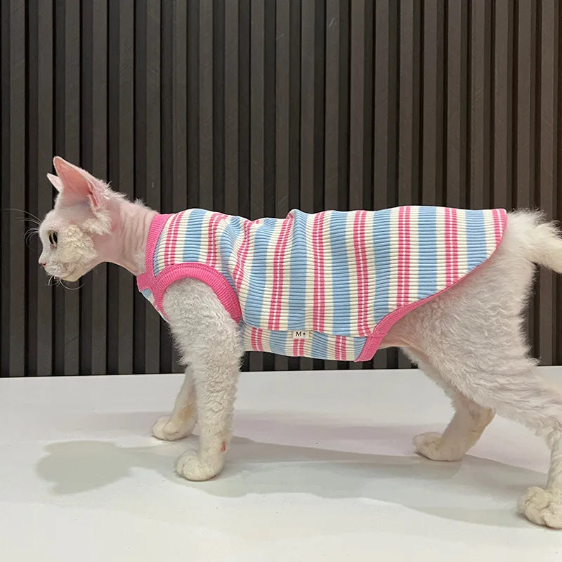 Breathable Striped Cat Tank Top