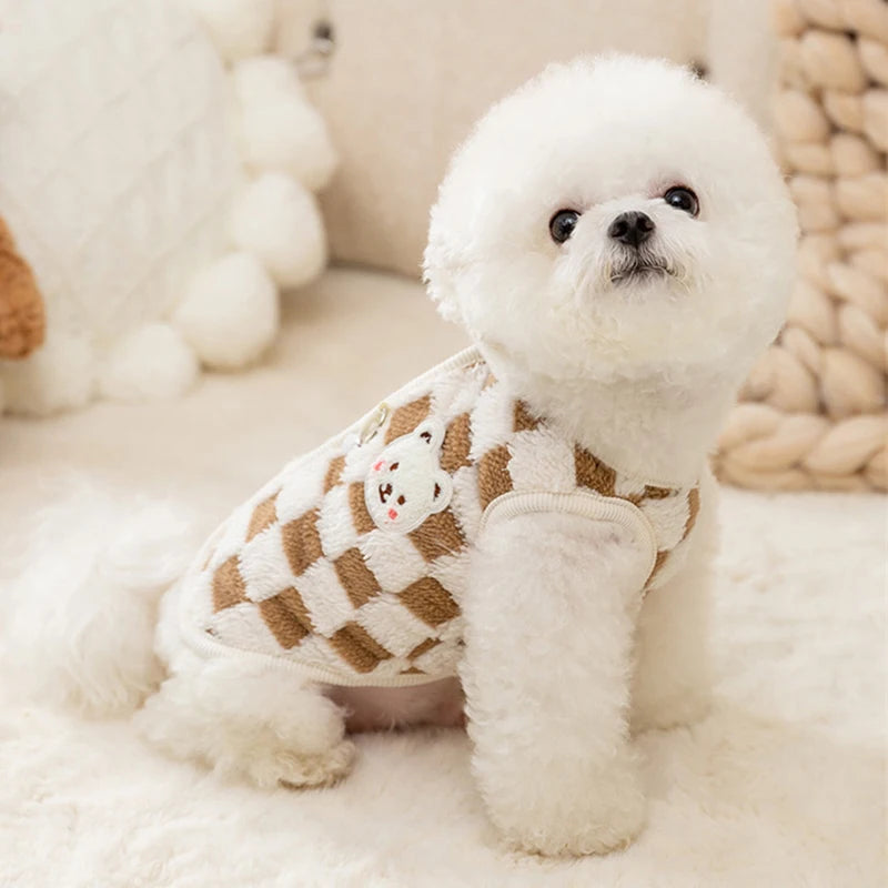 Bear Print Plush Pet Sweater