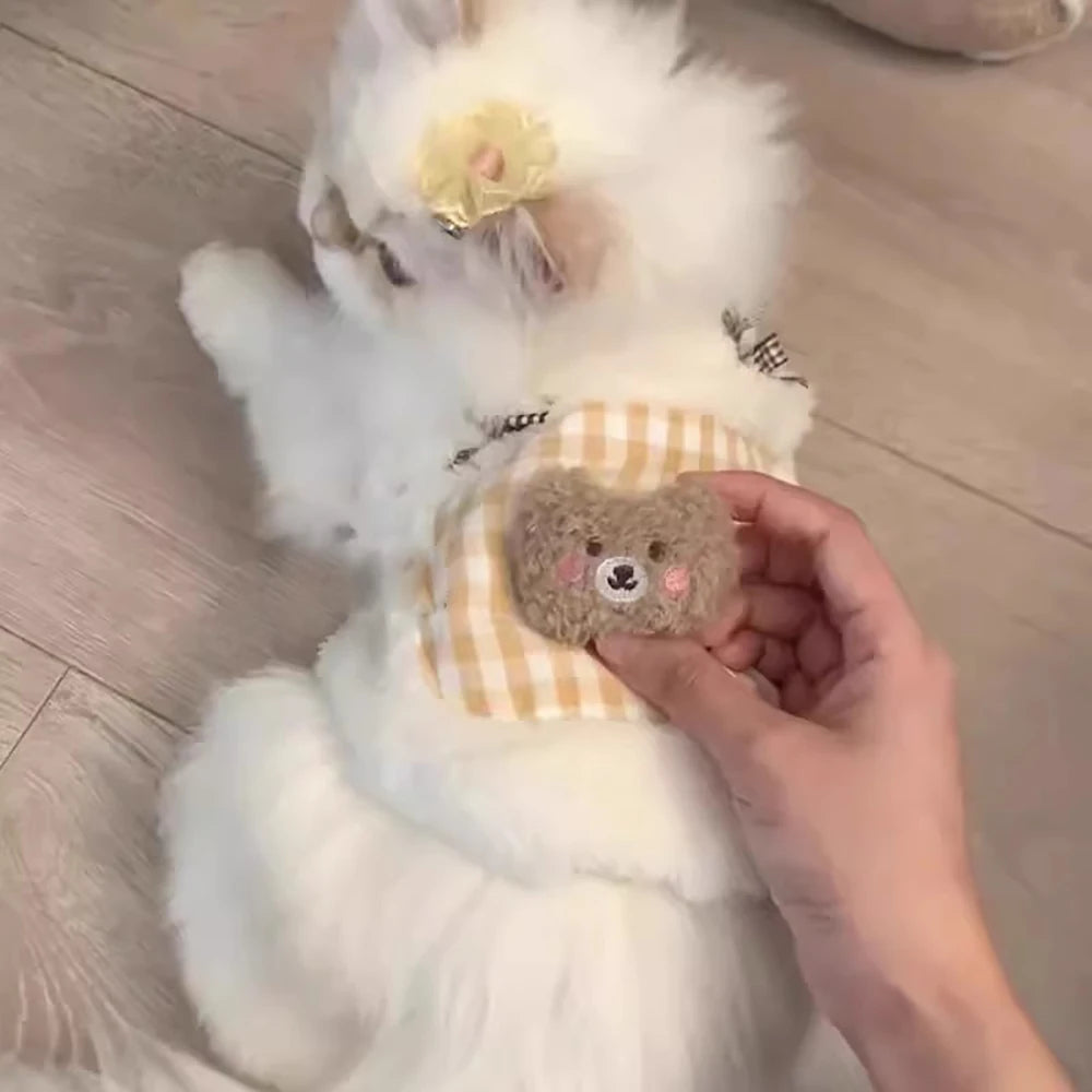 Plaid Pocket Plush Cat Vest