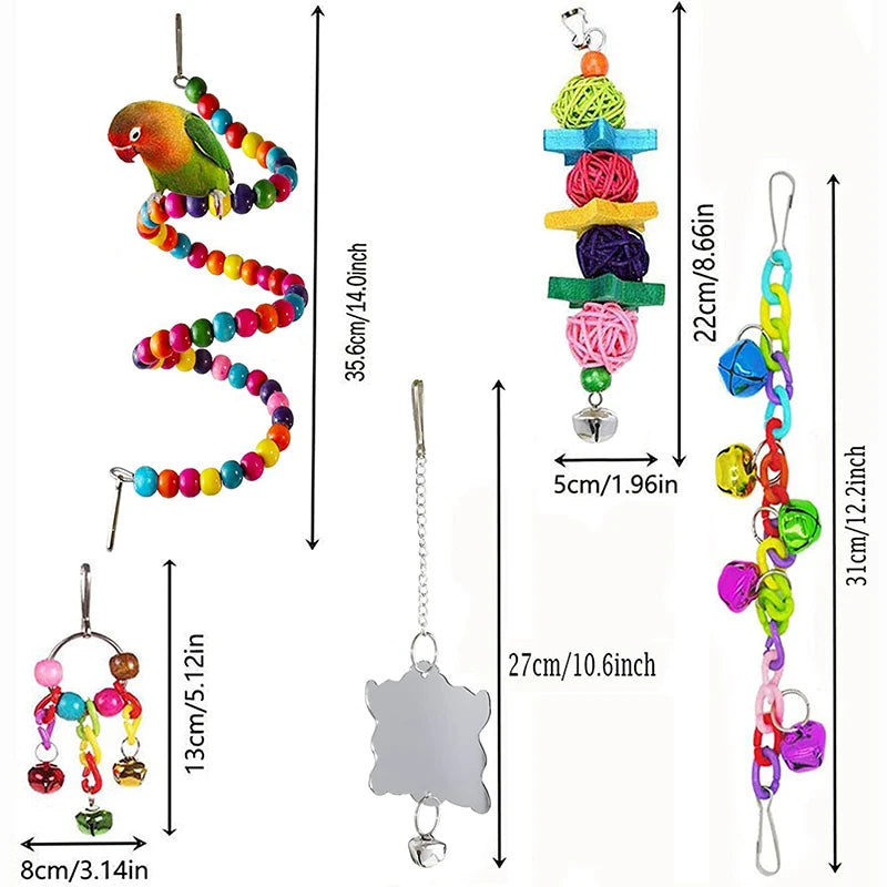 Seven-Piece Wooden Parrot Toy