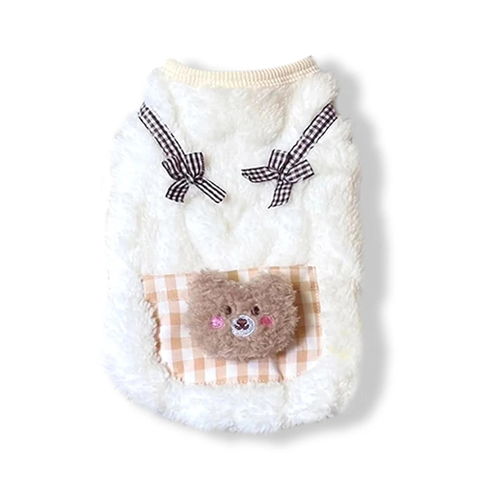 Plaid Pocket Plush Cat Vest