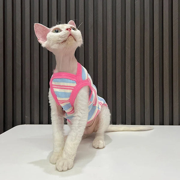 Breathable Striped Cat Tank Top