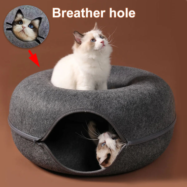 Felt Donut Cat Tunnel Bed