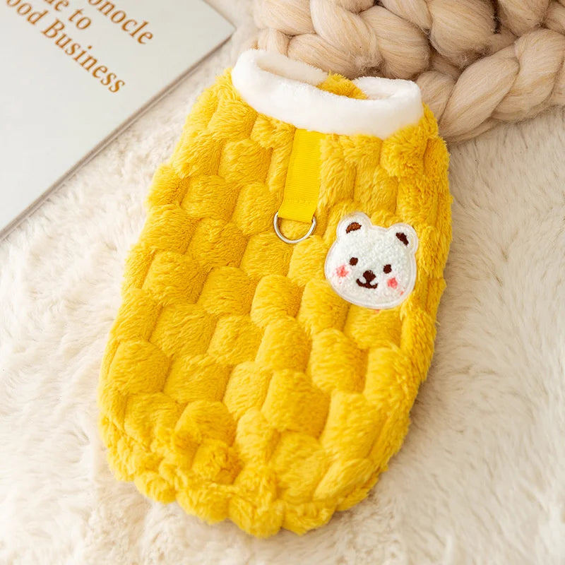 Bear Print Plush Pet Sweater