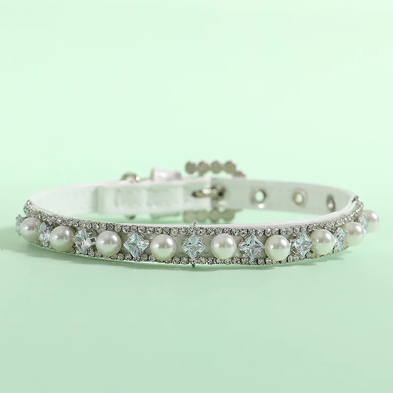 Rhinestone Pearl Pet Collar