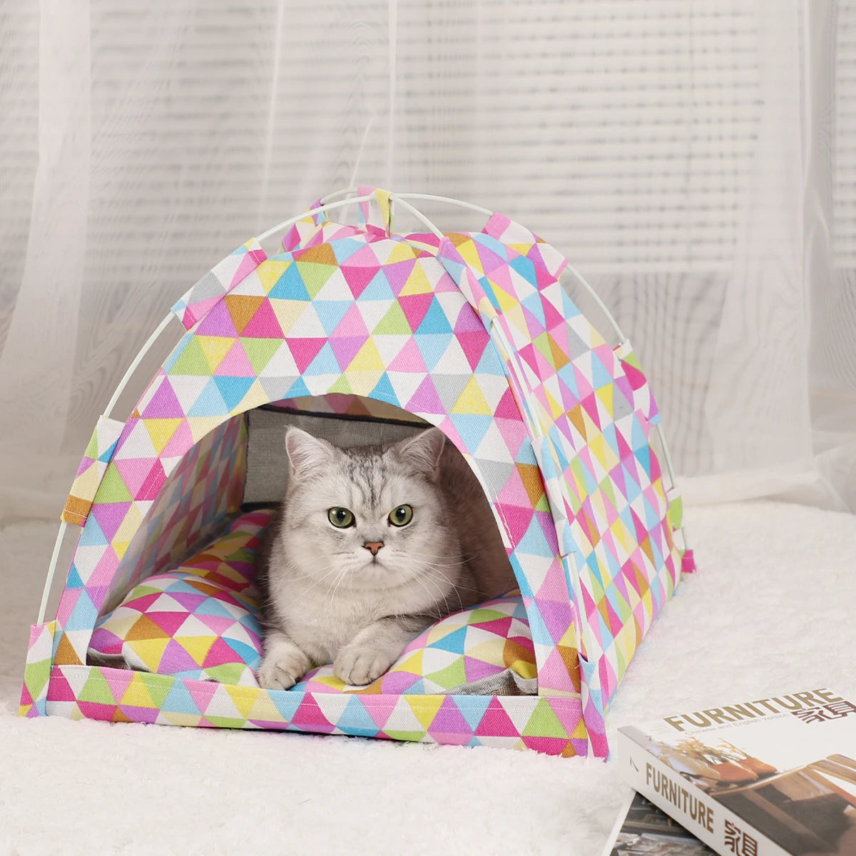 Warm Clamshell Cat Tent Bed