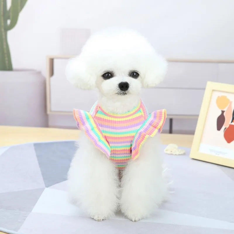 Ruffle Striped Pet Skirt Vest