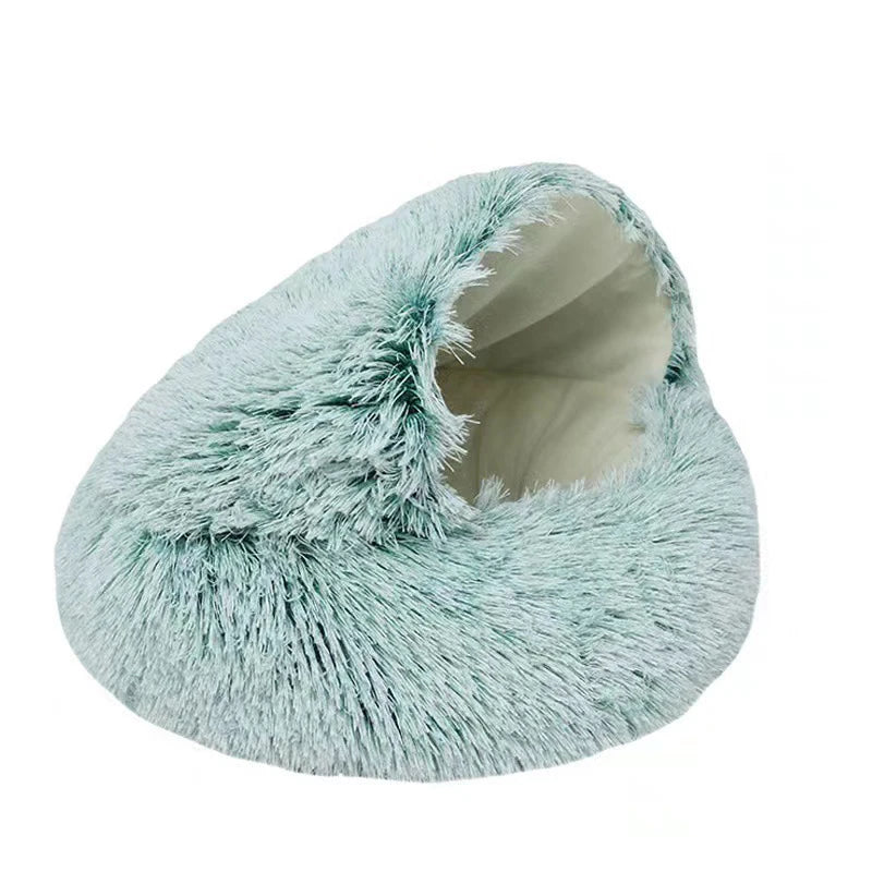 Plush Covered Round Cat Bed