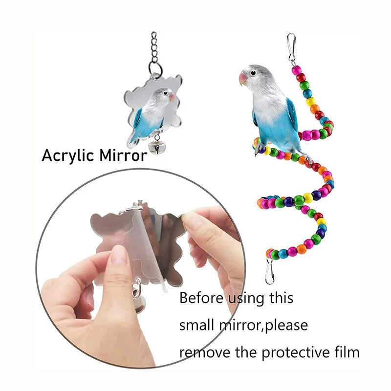 Seven-Piece Wooden Parrot Toy