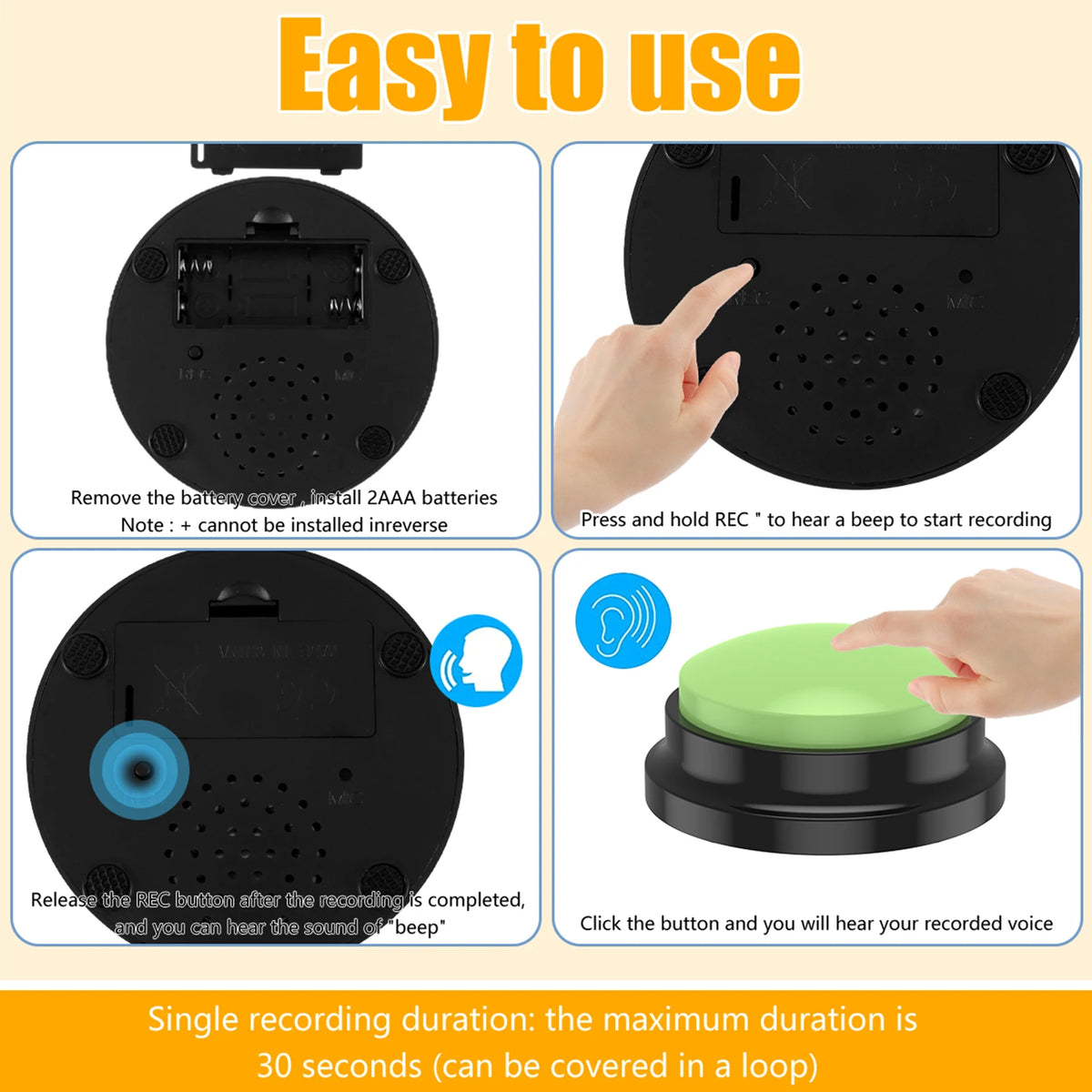 Recordable Light-Up Pet Training Buttons