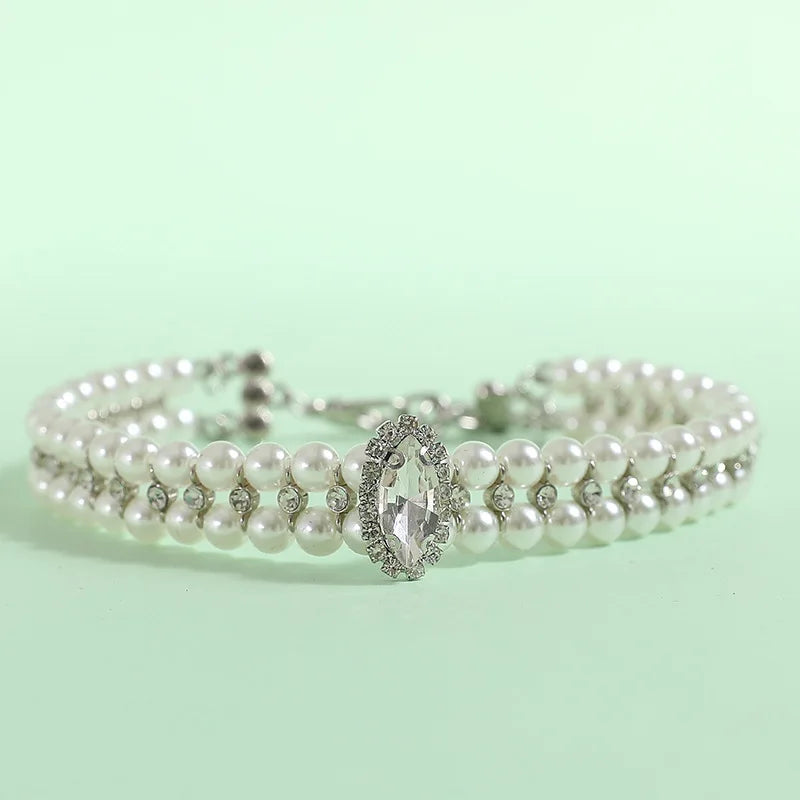 Rhinestone Pearl Pet Collar