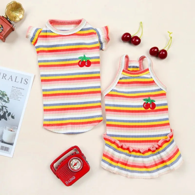Ruffle Striped Pet Skirt Vest