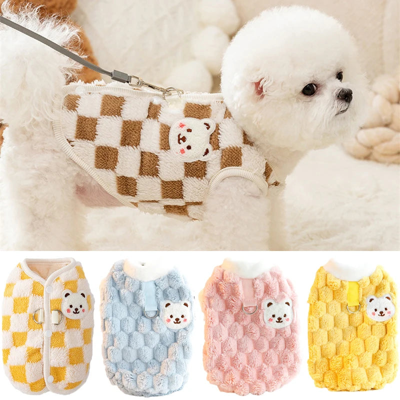 Bear Print Plush Pet Sweater
