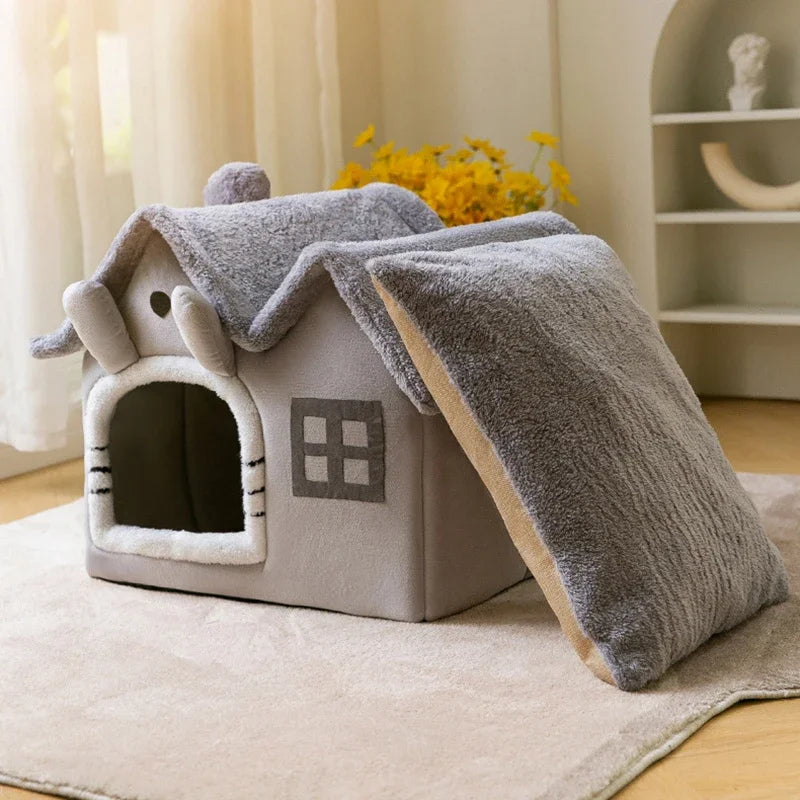 Foldable Warm Cat Cave Bed